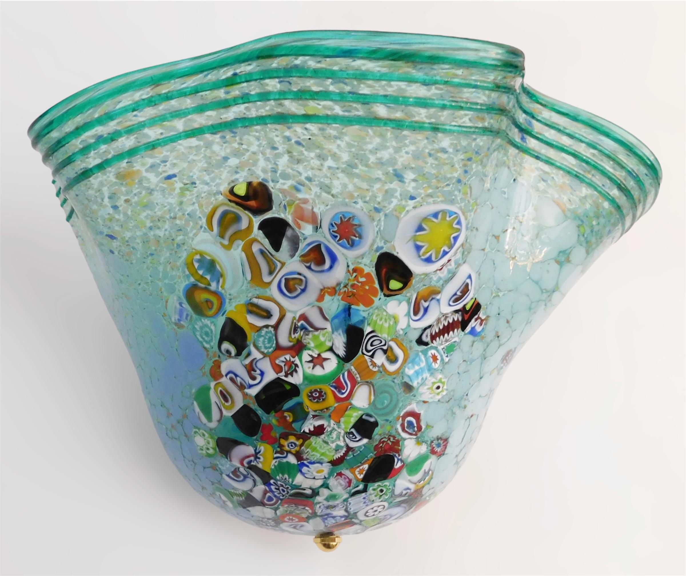 Mid-Century Modern Applique en Murano aigue-marine par La murrina en vente