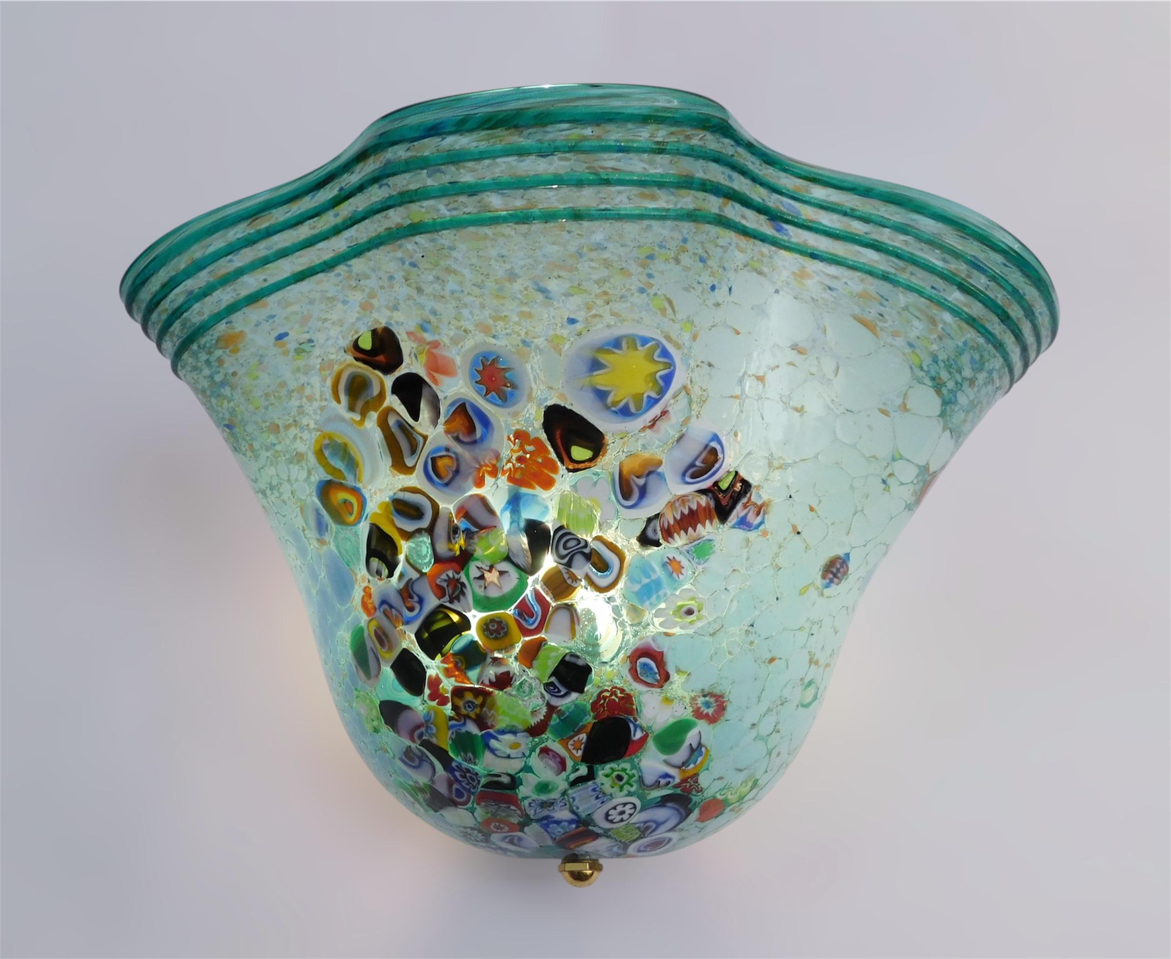20ième siècle Applique en Murano aigue-marine par La murrina en vente