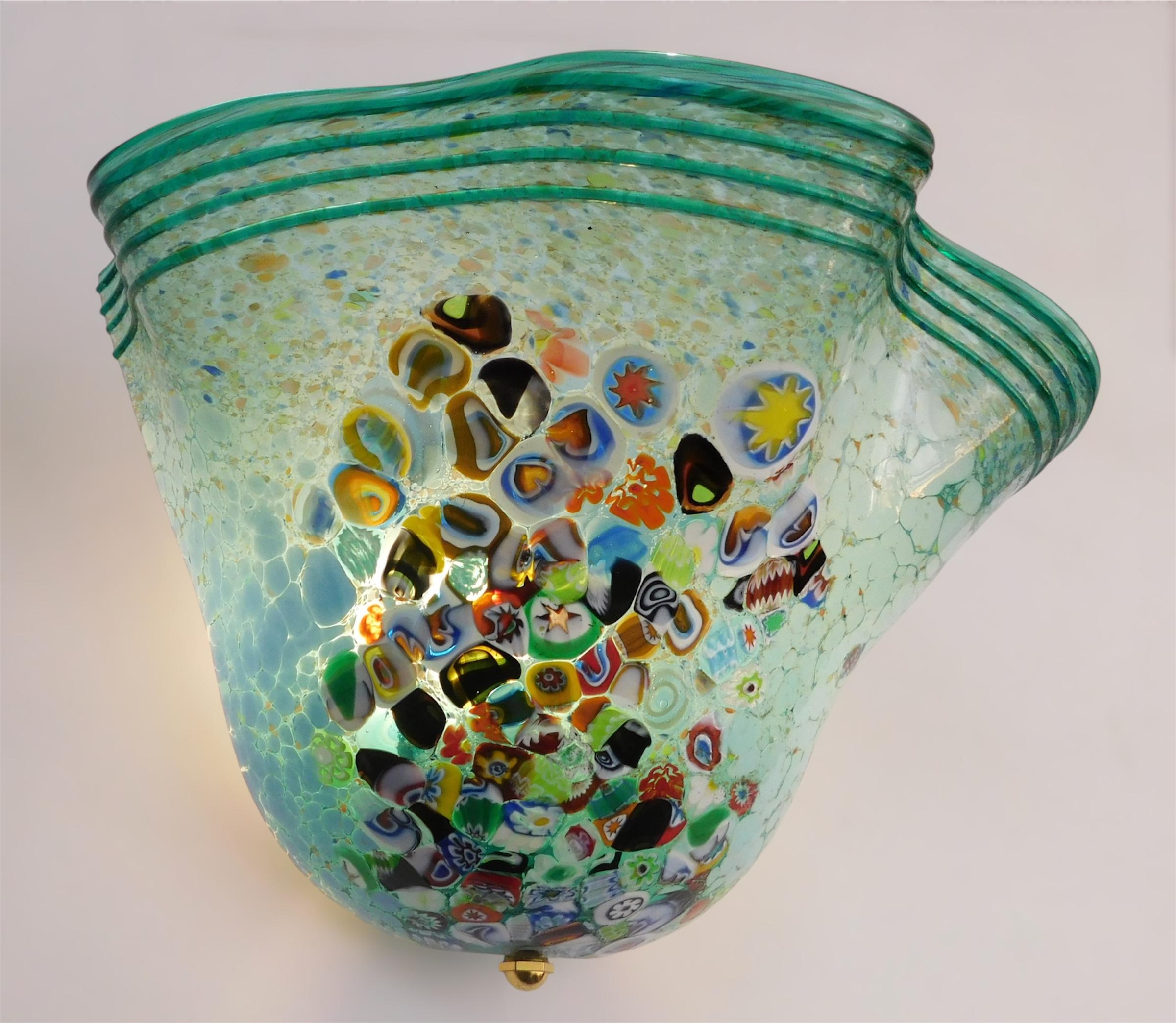 Verre de Murano Applique en Murano aigue-marine par La murrina en vente