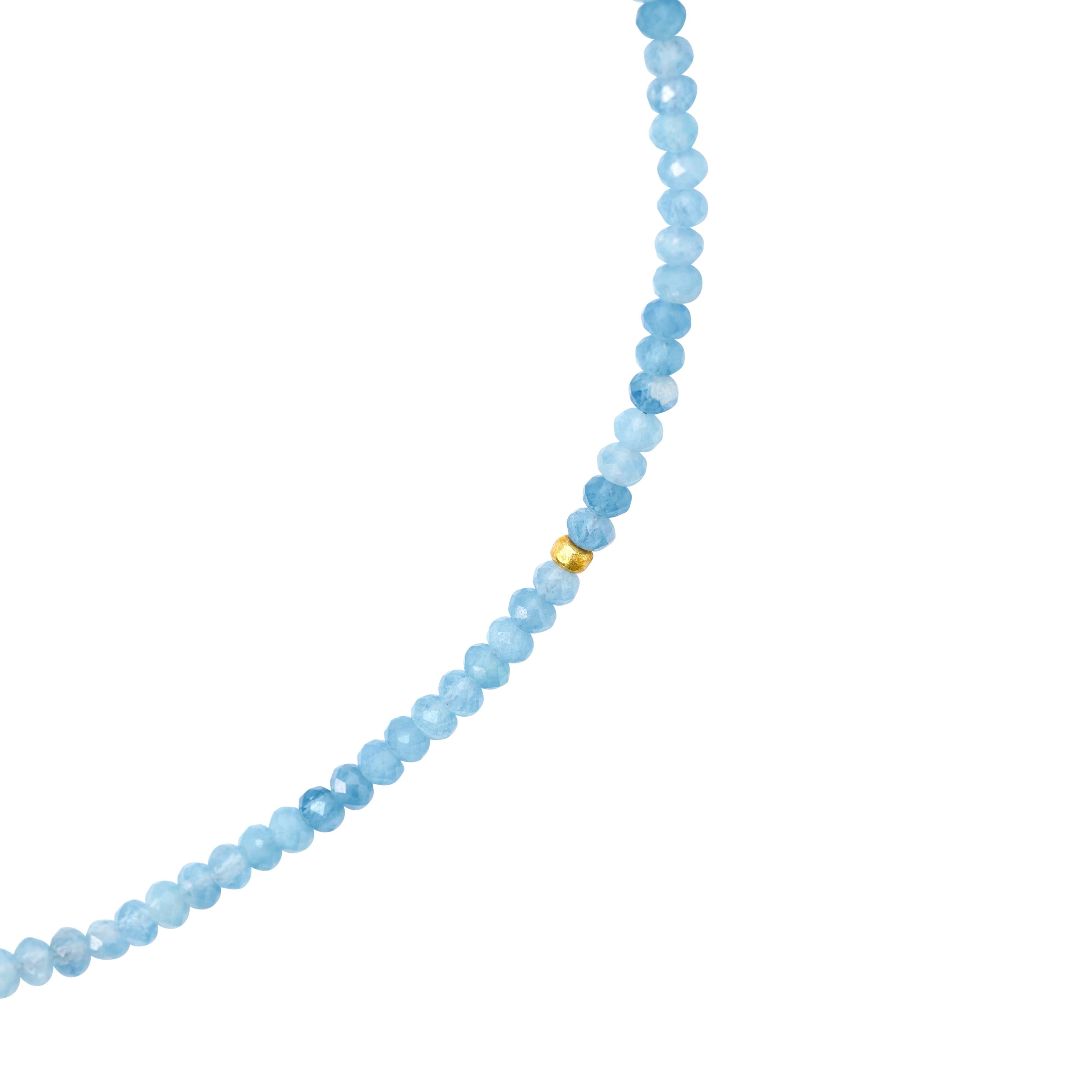 Bead Aquamarine Necklace 14K Gold -by Bombyx House For Sale