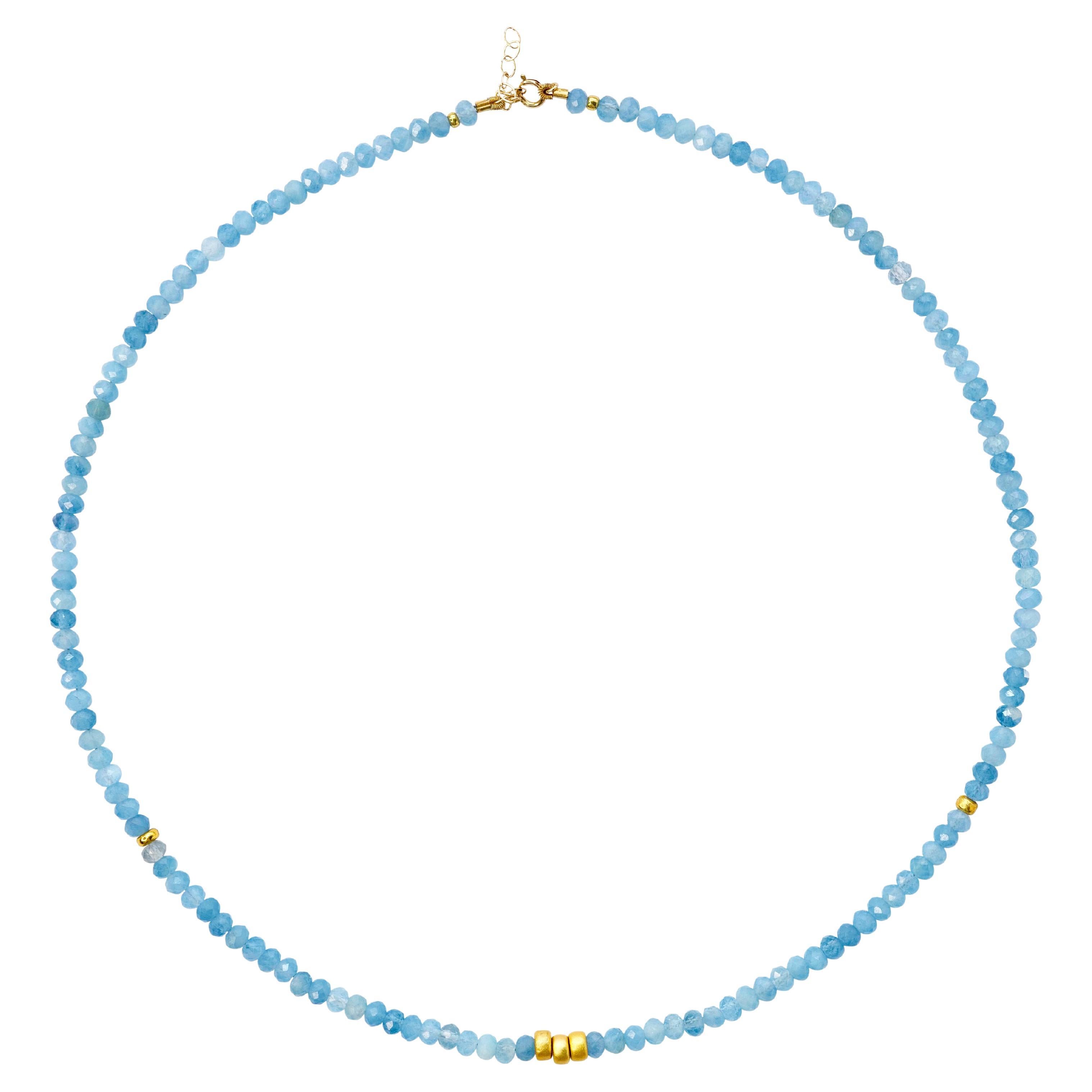 Aquamarine Necklace 14K Gold -by Bombyx House