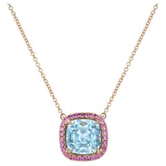 Aquamarine Necklace 2.99 Carat Cushion