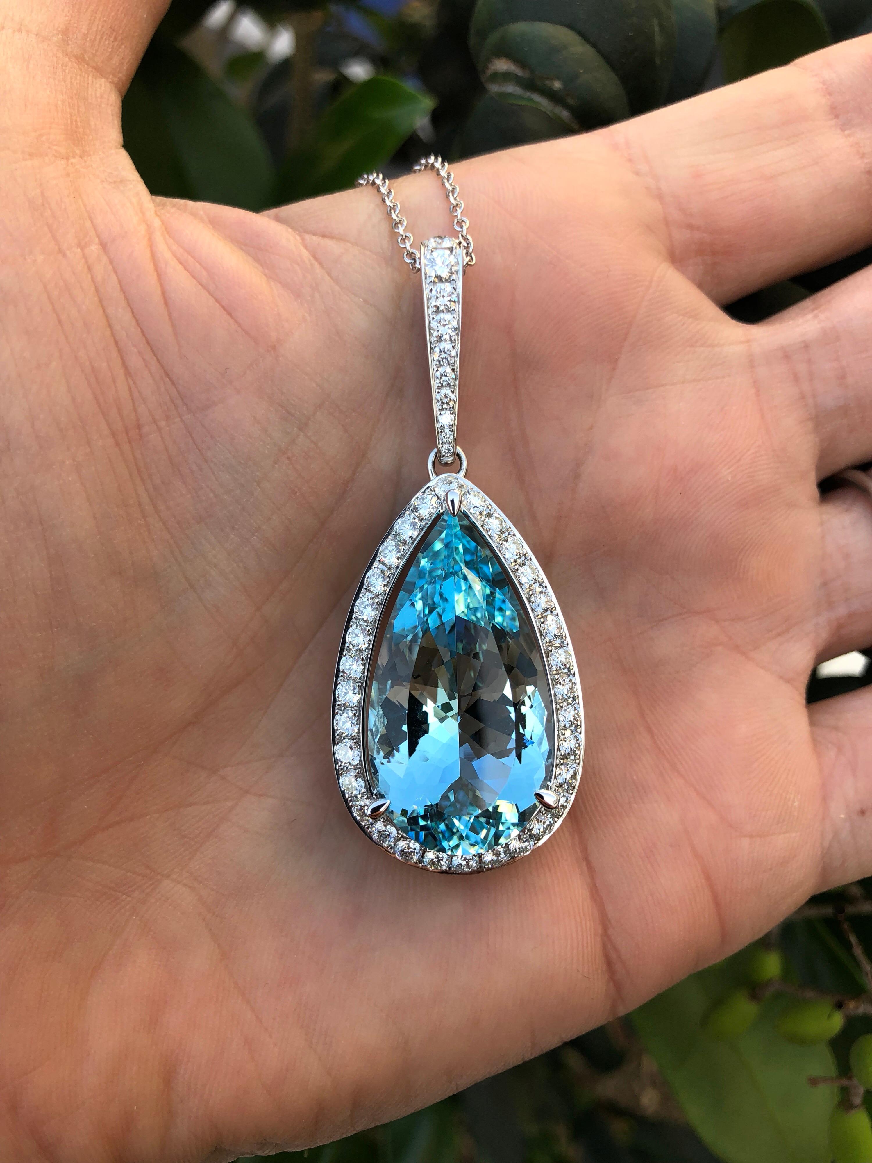 pear shaped aquamarine necklace