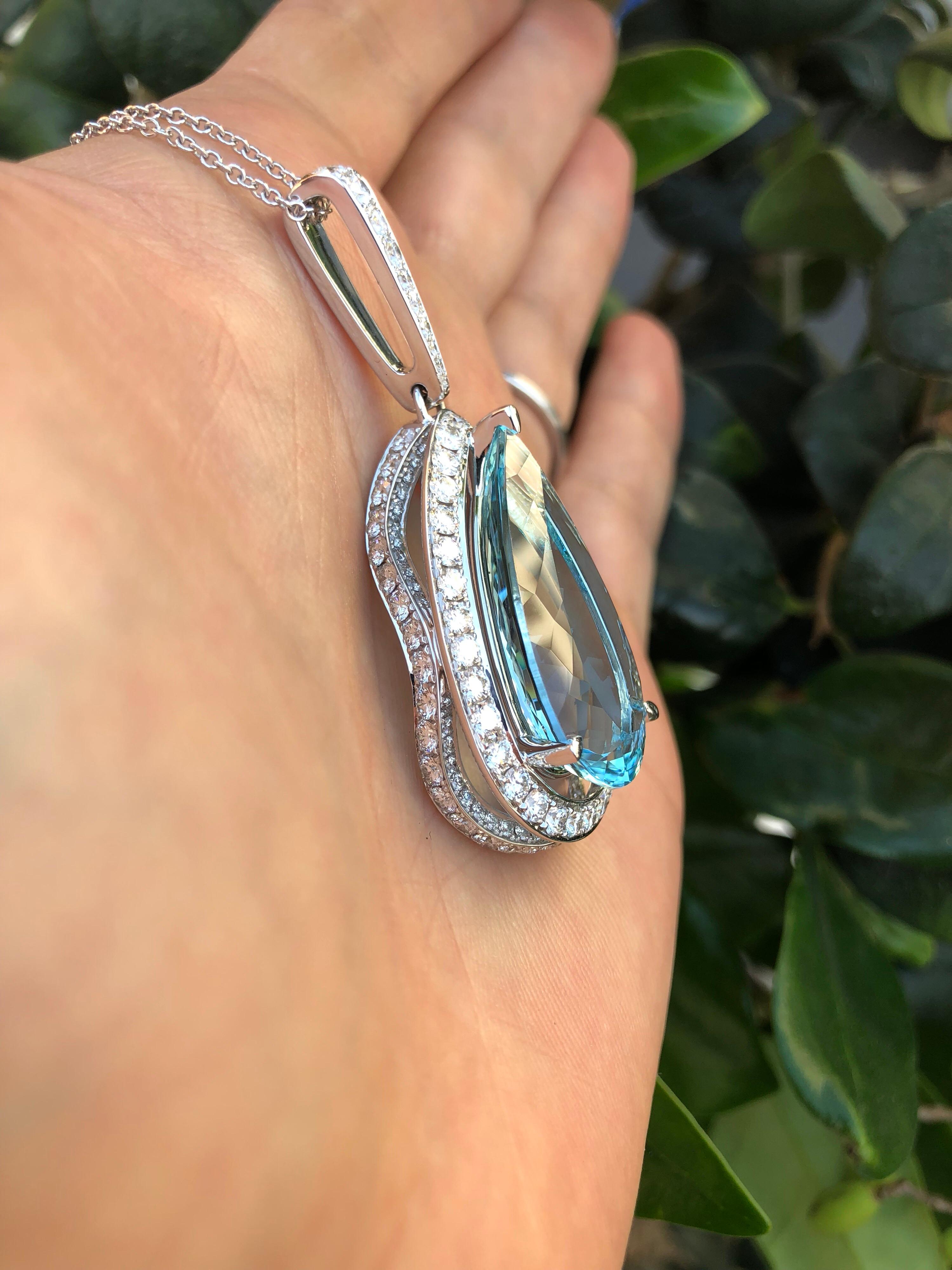 aquamarine and diamond pendants