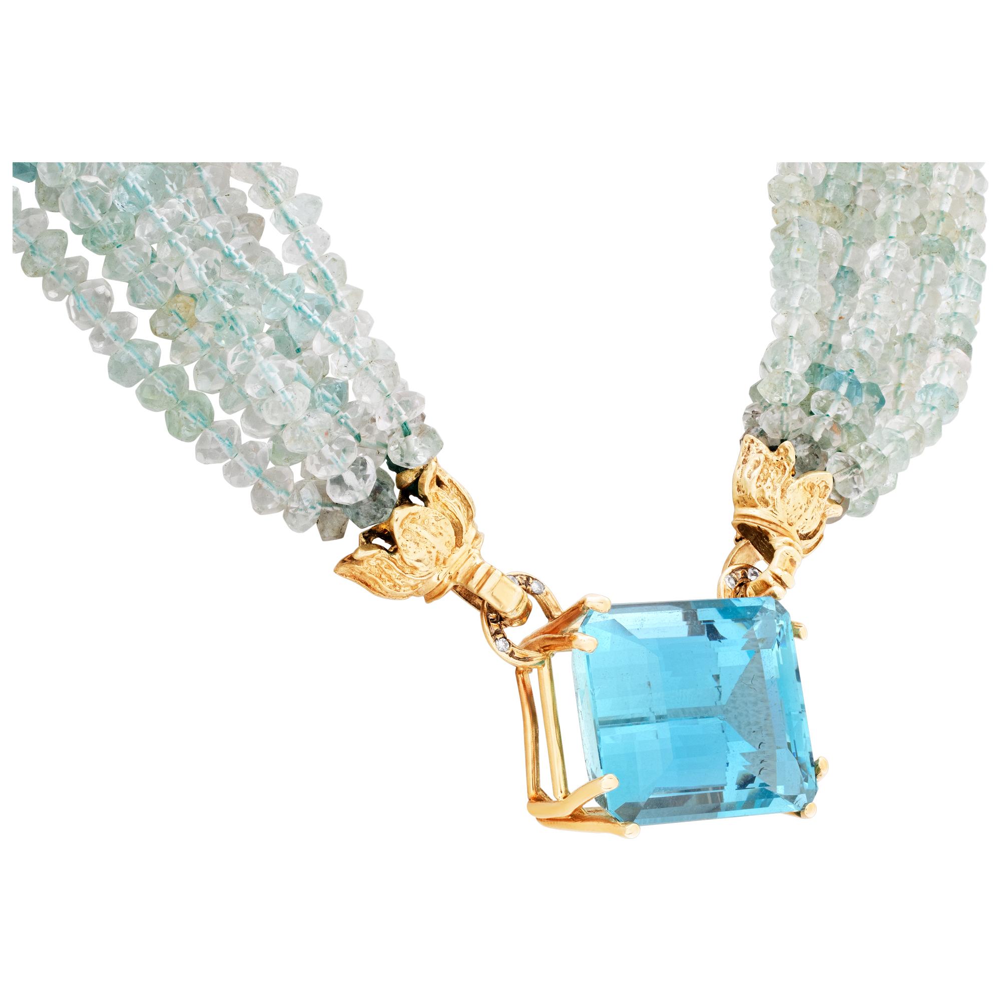 Aquamarine Necklace 'from the Santa Maria Mines in Brazil' Set In Excellent Condition In Surfside, FL