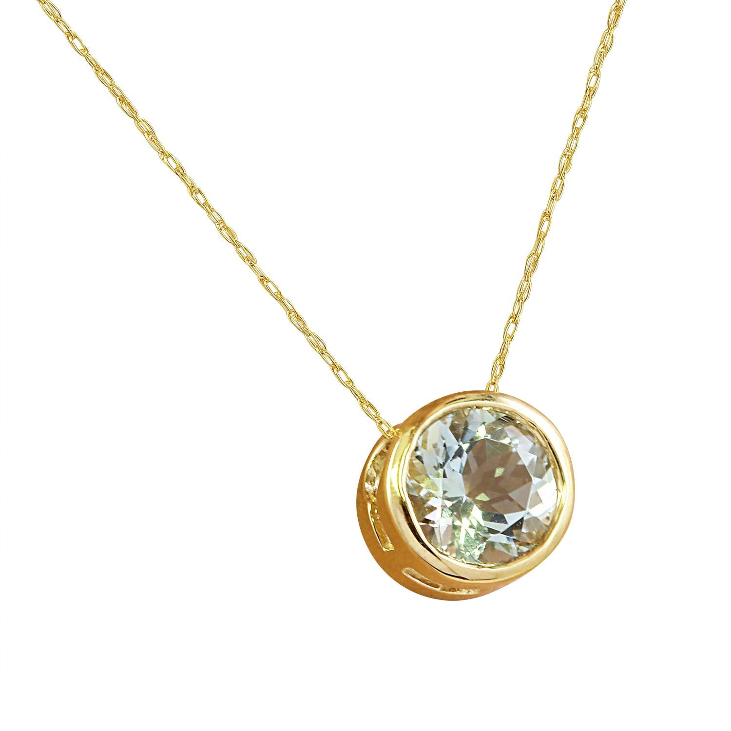 1.50 Carat Aquamarine 14K Yellow Gold Necklace
Stamped: 14K
Total Necklace Weight: 1.4 Grams
Length: 16 Inches
Aquamarine Weight: 1.50 Carat (6.50x6.50 Millimeters) 
Face Measures: 8.20x8.20 Millimeter 
SKU: [600192]