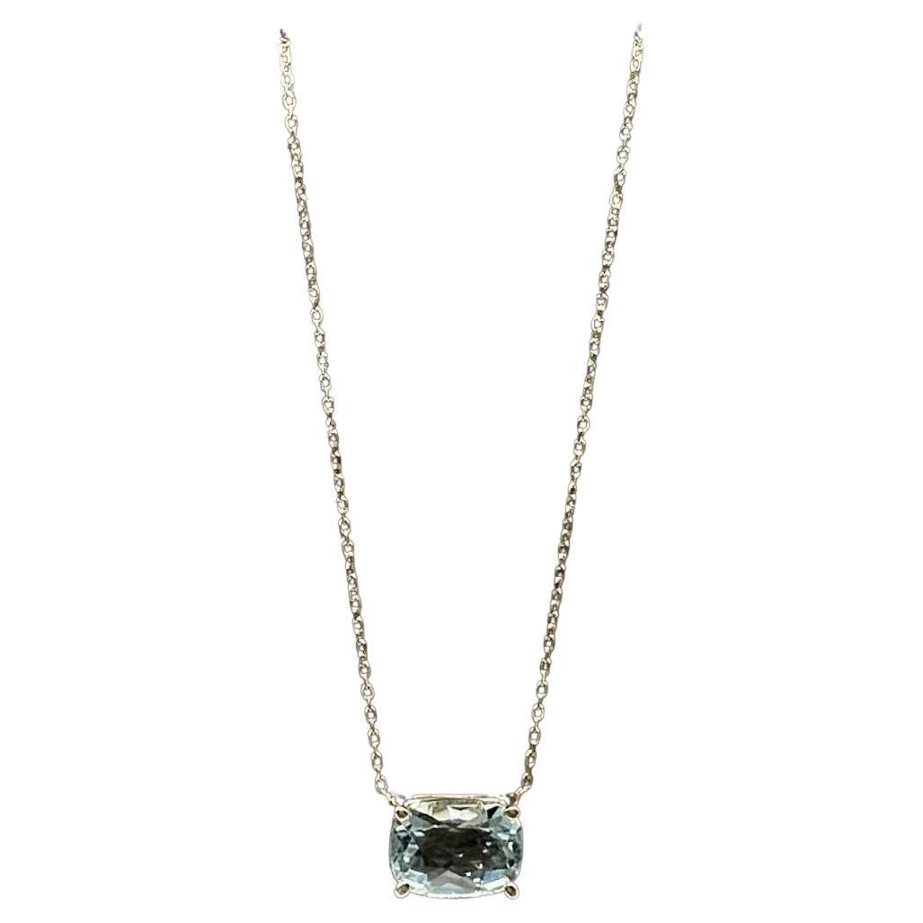 Aquamarine Necklace in 14kt Yellow Gold – 1.31ct, 18in, New