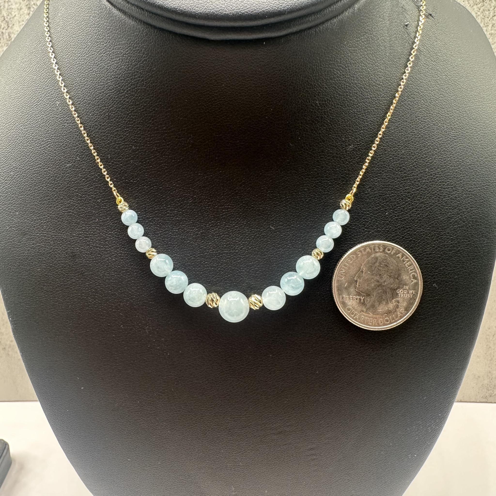 Taille ronde Aquamarine Necklace in 14kt Yellow Gold - 18