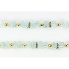 Aquamarine Necklace Sapphire Accent Statement Lariat Beaded Necklace