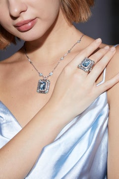 Sunita Nahata Aquamarine Necklace with Paraiba, Alexandrite & Diamond in 18KWG