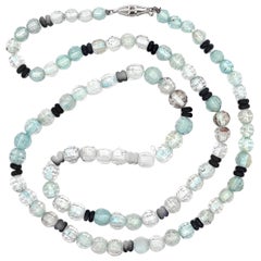 Aquamarine & Onyx Bead Necklace