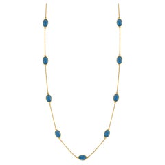 Collar Oval de Aguamarina en Oro Amarillo de 18 K