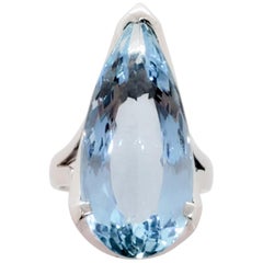 Aquamarine Pear Shape Cocktail Ring in Platinum
