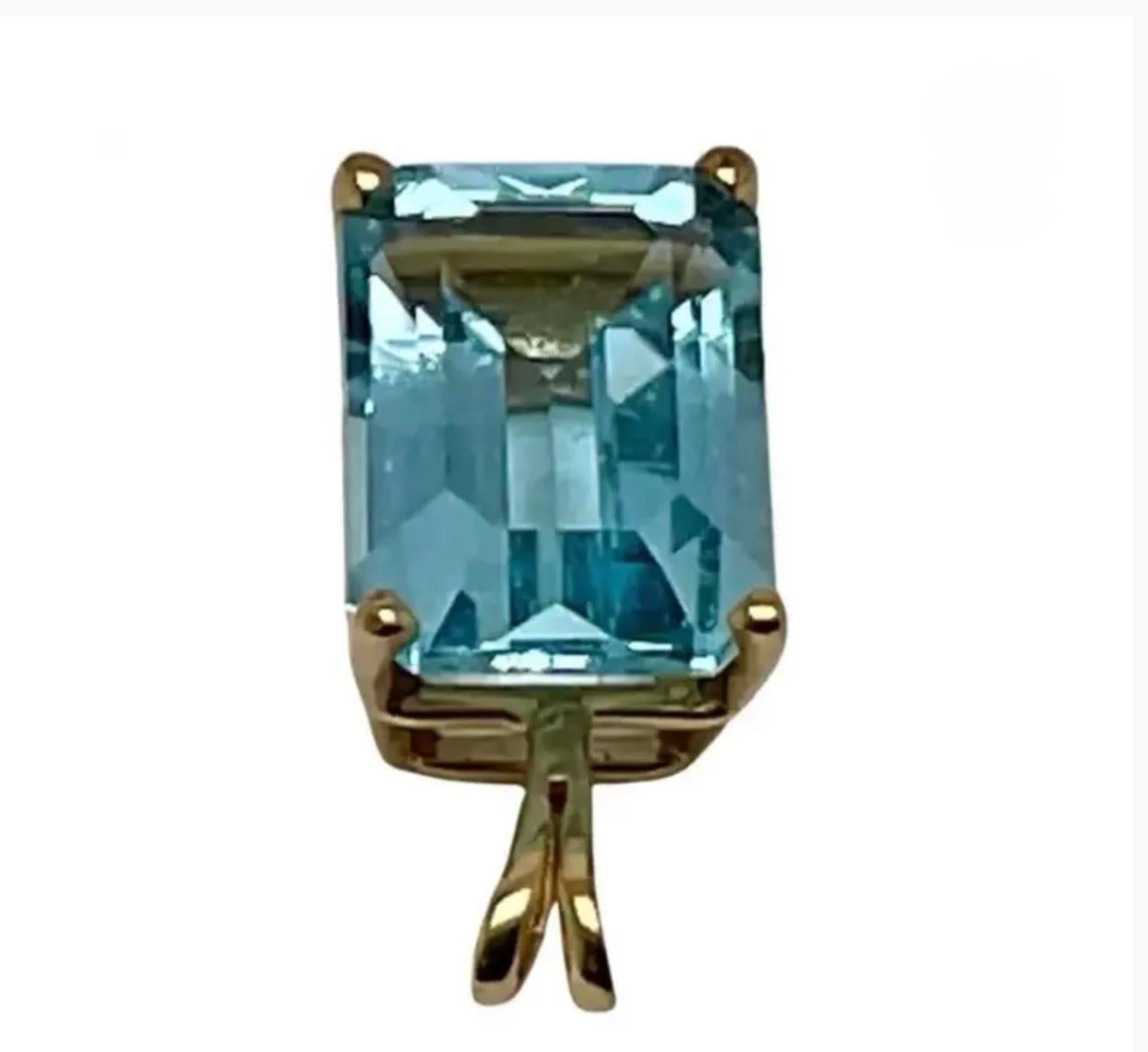 da uomo o donna Ciondolo con acquamarina in oro giallo 14kt in vendita