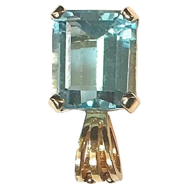 Pendentif aigue-marine or jaune 14kt en vente 1