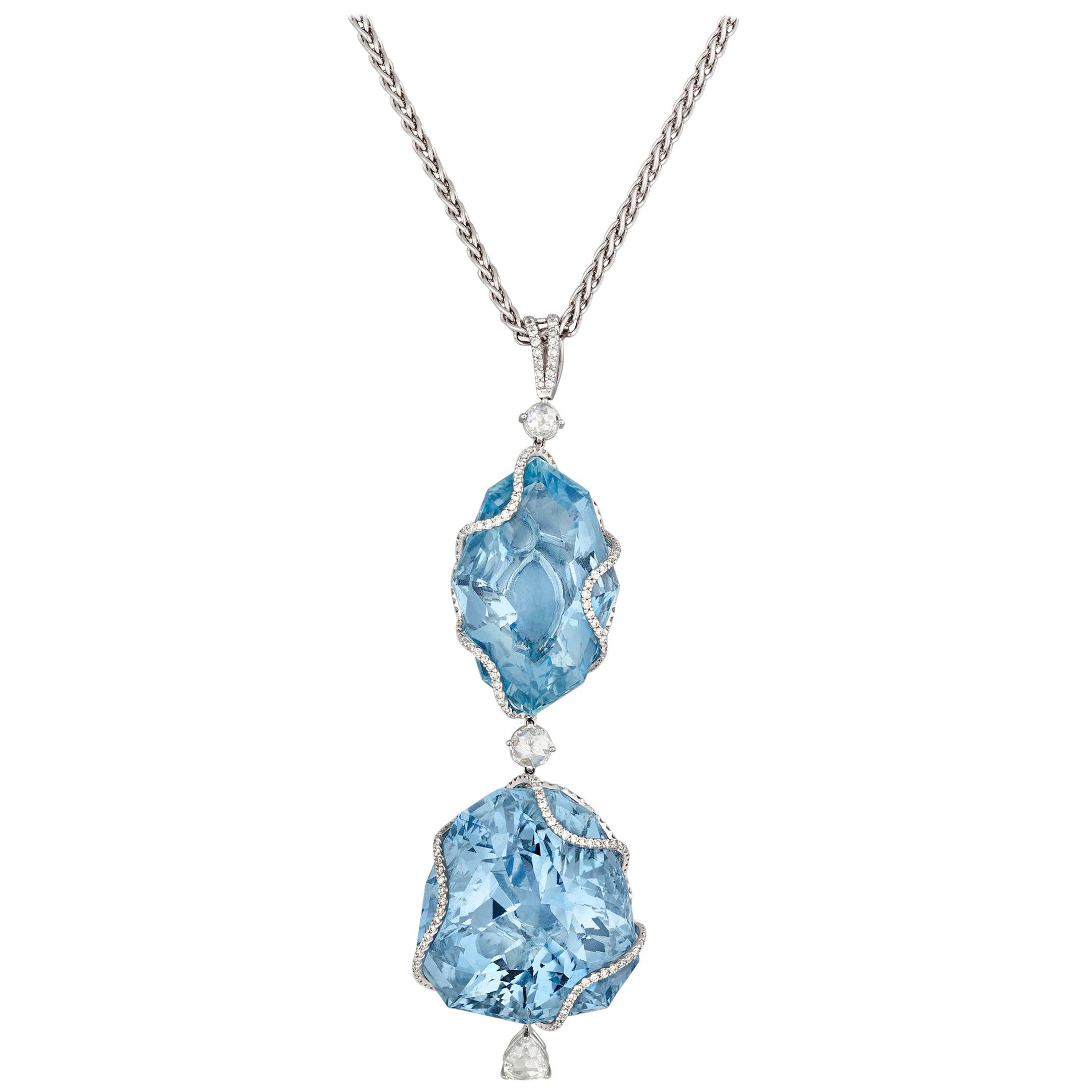 Aquamarine Pendant Necklace, 101.73 Carat