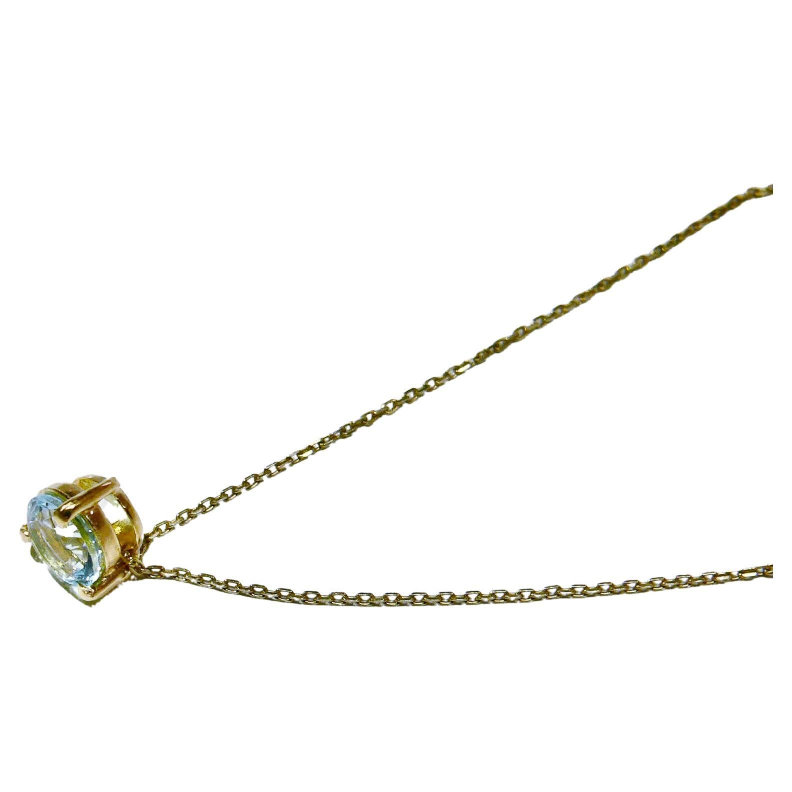 Aquamarine Pendant , Sterling Silver, 18 Karat Yellow Gold-Plated For Sale