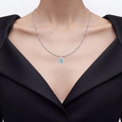 Aquamarine Pendant With Diamonds 3.26 Carats 14K White Gold