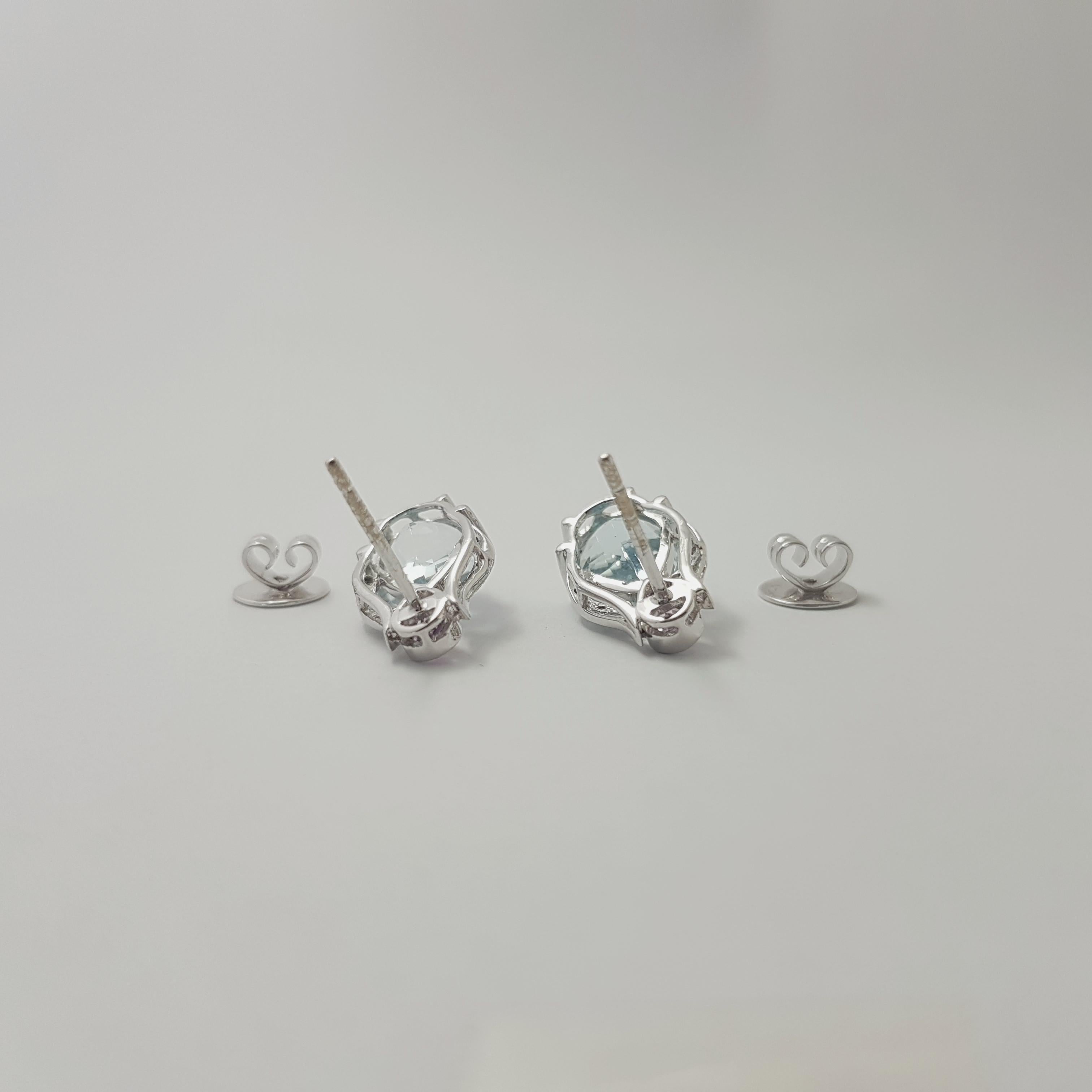 Boucles d'oreilles aigue-marine, saphir rose et diamant en or blanc 18 carats en vente 4