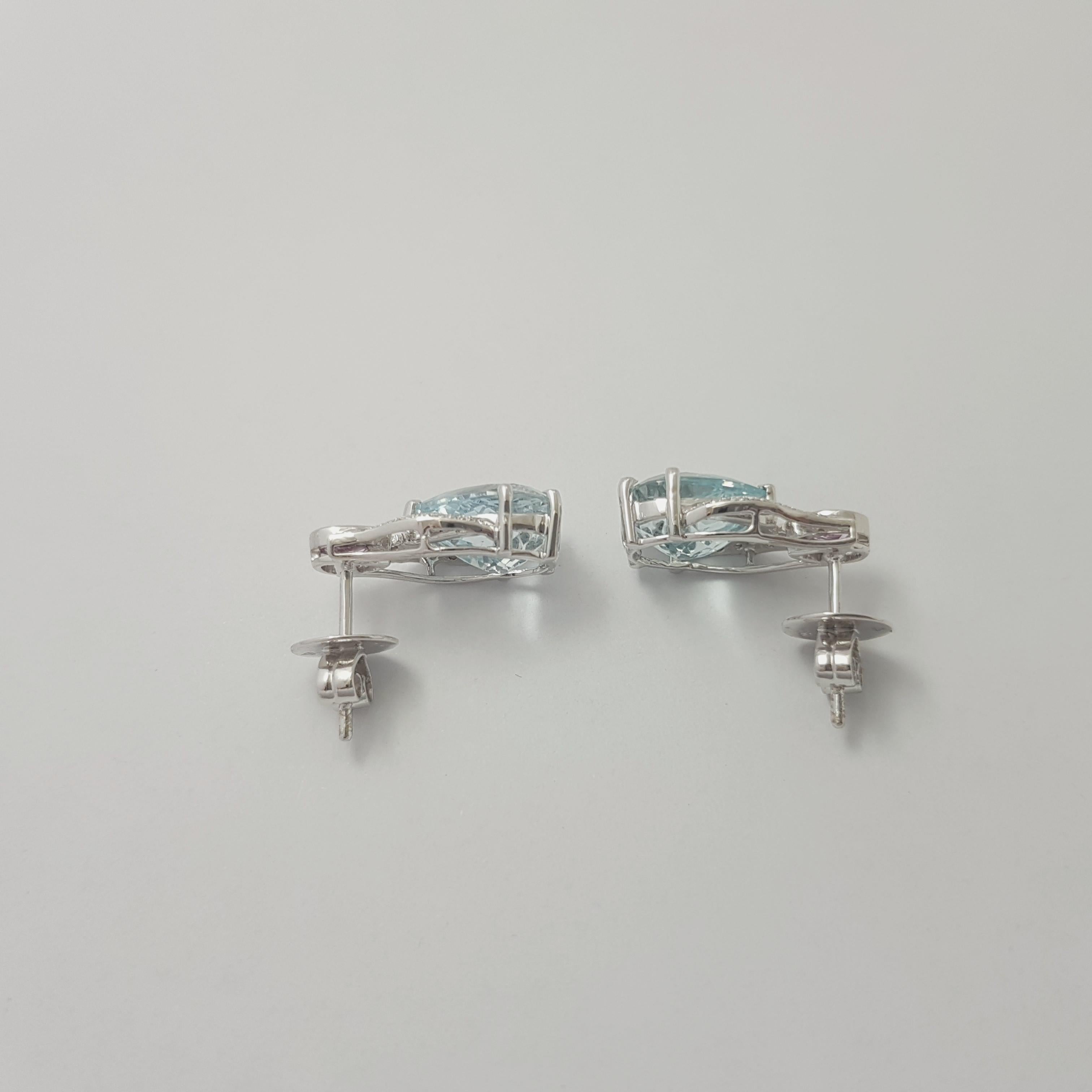 Boucles d'oreilles aigue-marine, saphir rose et diamant en or blanc 18 carats en vente 1