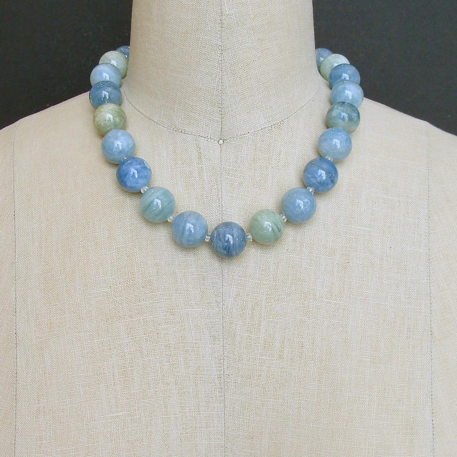 Aquamarine Prasiolite Opal Mother of Pearl Choker Necklace, Brynn IV Necklace In New Condition In Colleyville, TX