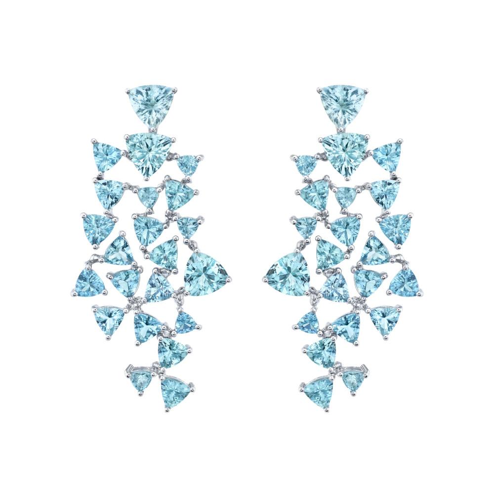 Contemporary Aquamarine Puzzle Earrings 18k White Gold by Karma El Khalil