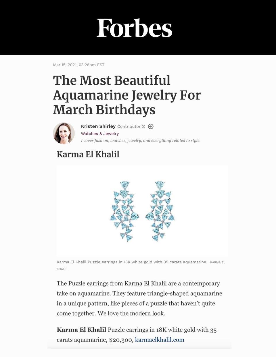 Trillion Cut Aquamarine Puzzle Earrings 18k White Gold by Karma El Khalil