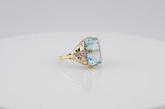 Aquamarine Ring 10 ct  Emerald Cut 14K