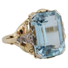 Anello di acquamarina 10 ct  Taglio smeraldo 14K
