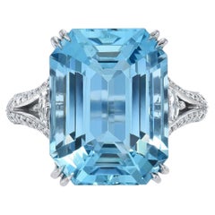 Aquamarine Ring 10.29 Carat Emerald Cut