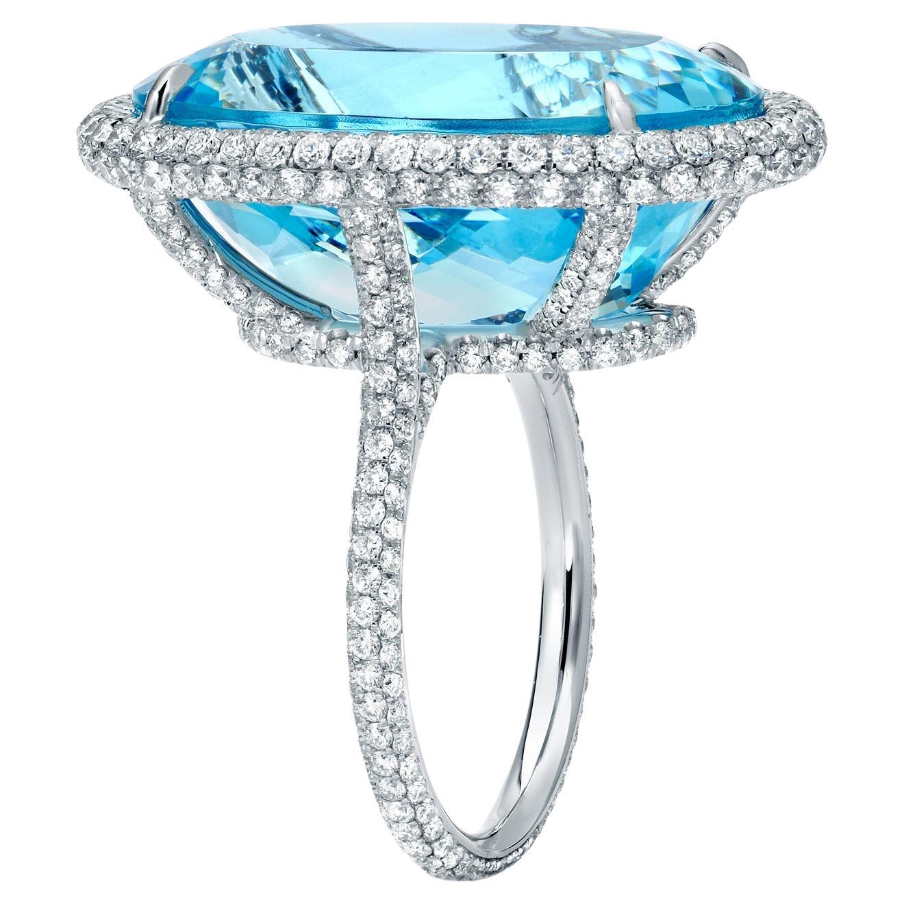 Aquamarine Ring 22.20 Carats Oval For Sale