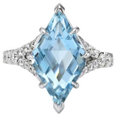 Aquamarine Ring 3.77 Carat Lozenge Kite