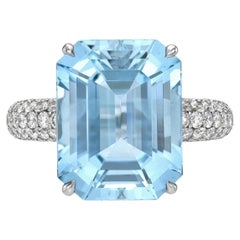 Aquamarine Ring Emerald Cut 9.70 Carat