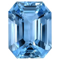 Aquamarine Ring Gem 10.29 Carat Emerald Cut Loose Gemstone Loupe Clean