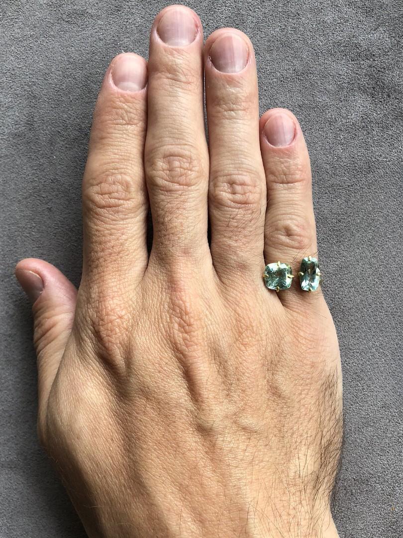 Contemporain Bague de fiançailles moderne en or, aigue-marine, béryl bleu naturel, cadeau en vente