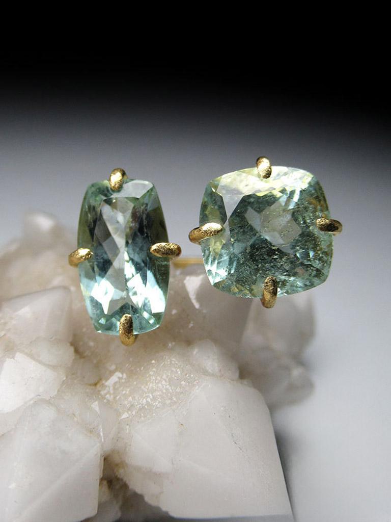 Bague de fiançailles moderne en or, aigue-marine, béryl bleu naturel, cadeau Unisexe en vente