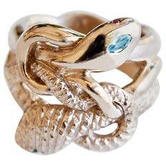 Aquamarin-Ring Goldschlangen im viktorianischen Stil Smaragd Rubin J Dauphin