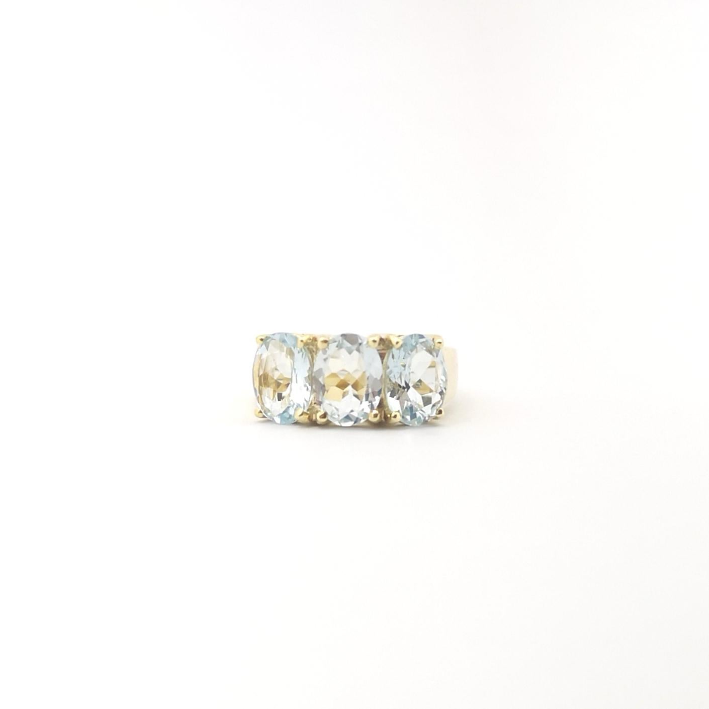 Aquamarine Ring set in 14K Gold Settings For Sale 6