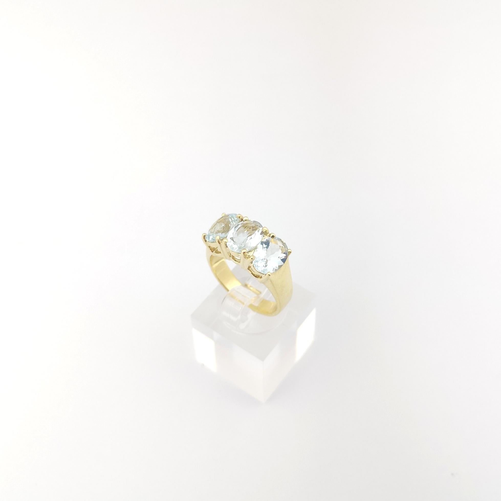Aquamarine Ring set in 14K Gold Settings For Sale 1