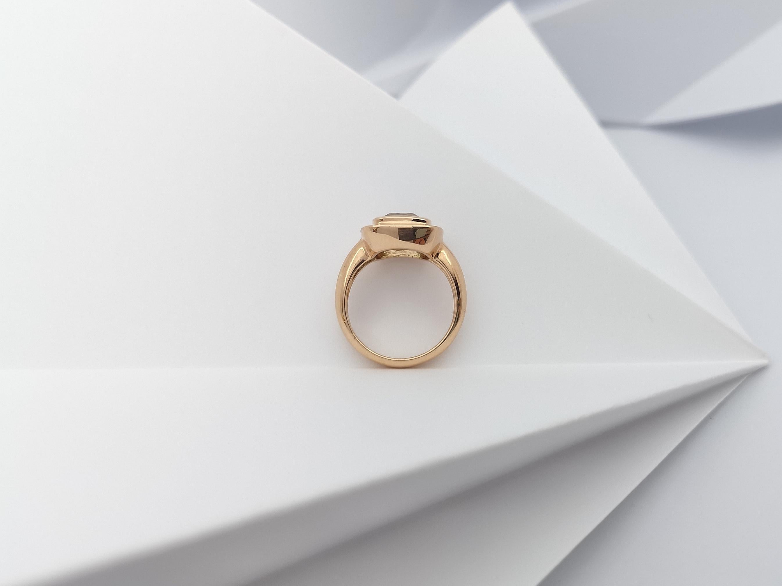 Aquamarine Ring Set in 18 Karat Rose Gold Settings For Sale 2