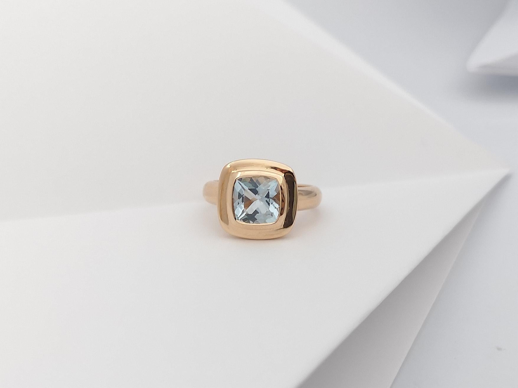 Aquamarine Ring Set in 18 Karat Rose Gold Settings In New Condition For Sale In Bangkok, TH