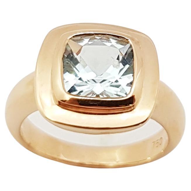 Aquamarine Ring Set in 18 Karat Rose Gold Settings For Sale