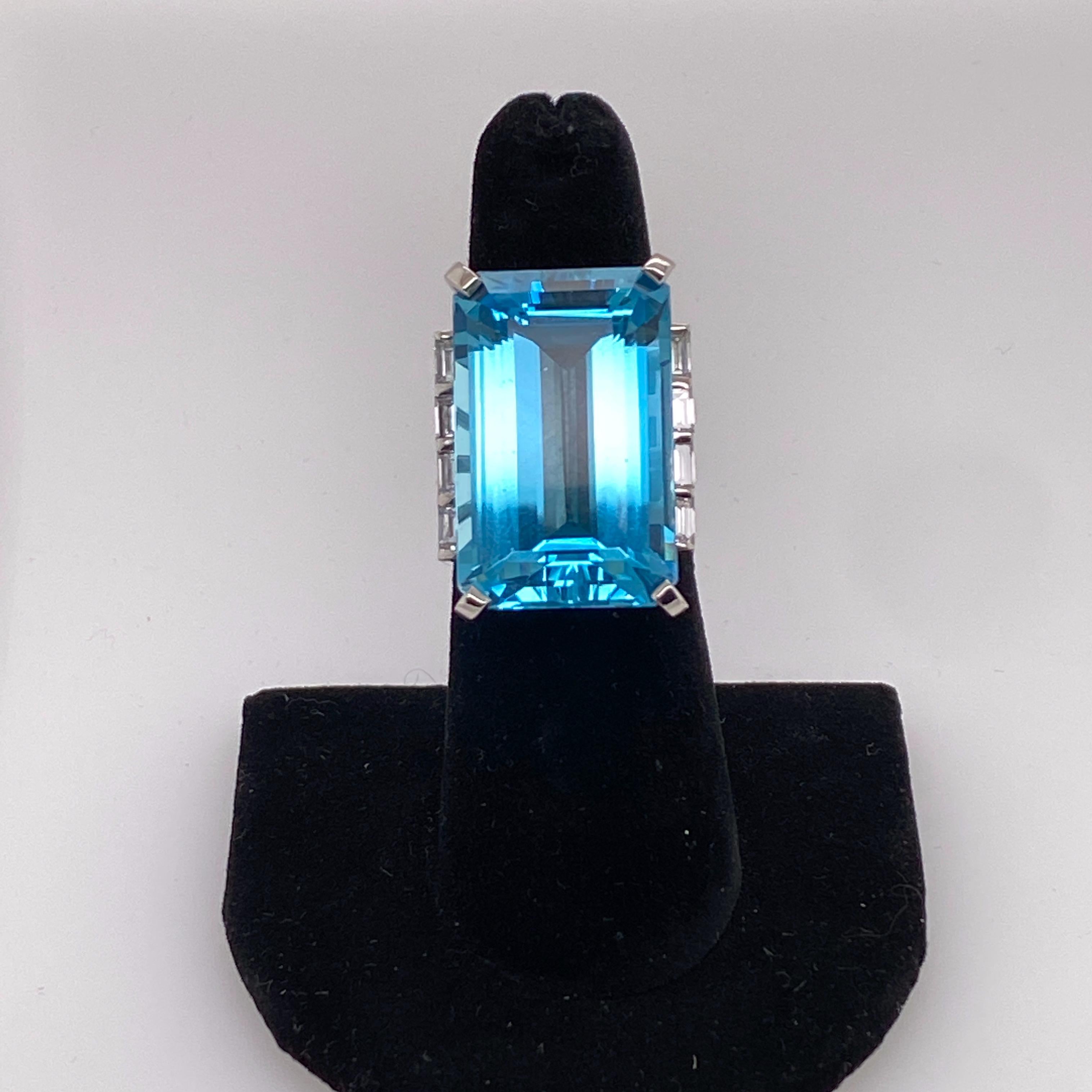 Women's or Men's Aquamarine Ring Set in Platinum