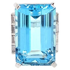 Aquamarine Ring Set in Platinum