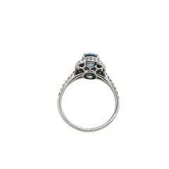 Aquamarine Ring Set with Diamonds in 18ct White Gold