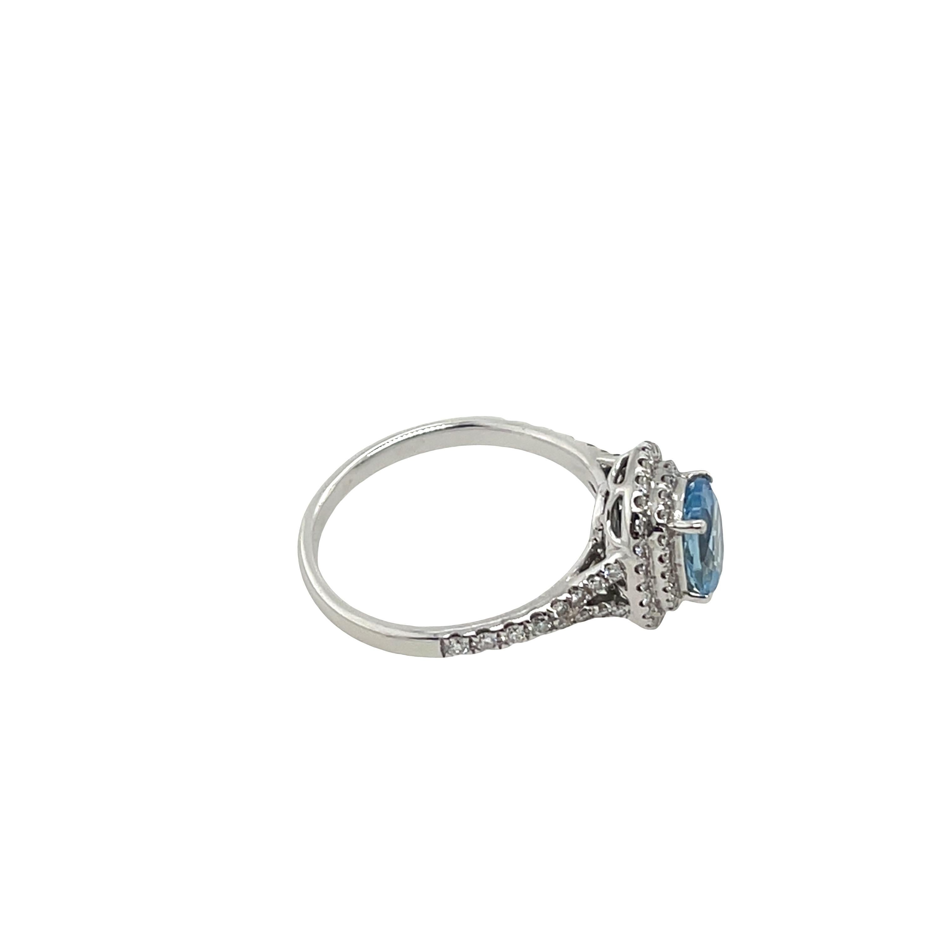 Anello con acquamarina e diamanti in oro bianco 18 ct. in vendita 2