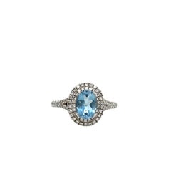 Bague aigue-marine sertie de diamants en or blanc 18ct