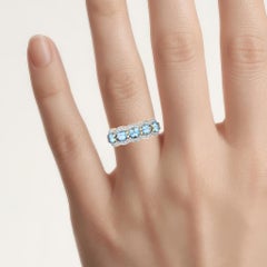 Aquamarine Ring With Diamonds 1.56 Carats 14K Yellow Gold