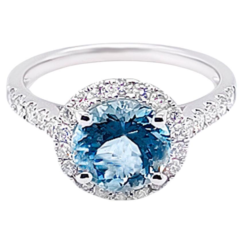 Aquamarine Ring With Diamonds 2.36 Carats 14K White Gold For Sale