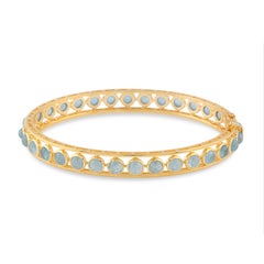 Brazalete Redondo de Aguamarina en Oro Amarillo de 18 K